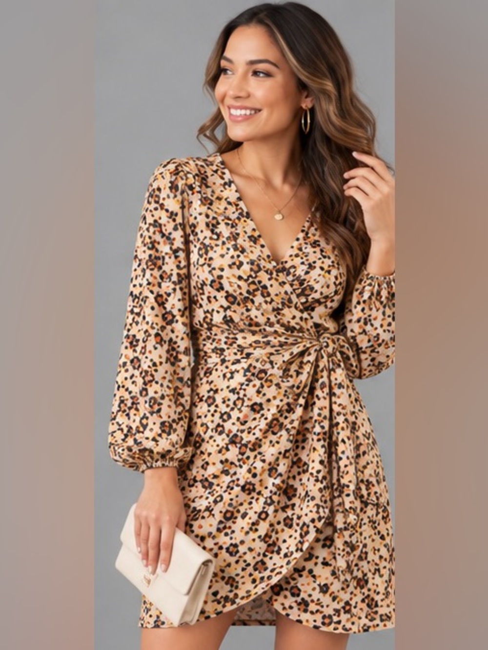 Dress Forum Leopard Print True Wrap Mini Dress Small